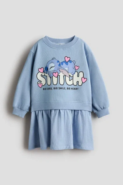 H&m Kids'  Printed Sweatshirt Dress In Blue