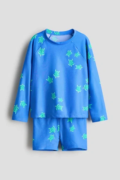 H&m Kids'  Printed Swim Set In Blue