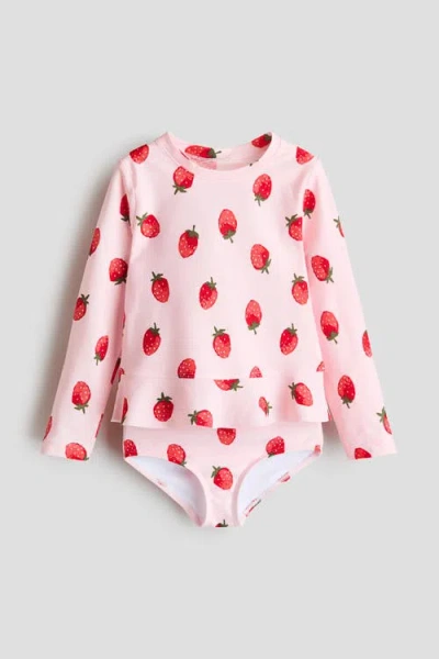 H&m Kids'  Printed Swim Set In Pink