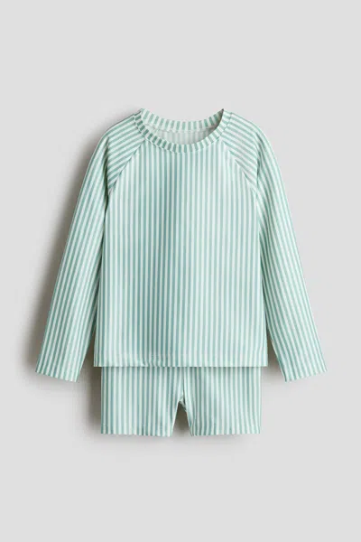 H&m Kids' Printed Swim Set In Green