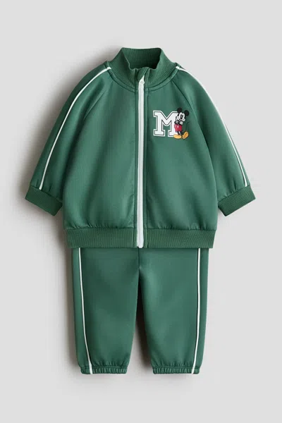 H&m Kids' Printed Tracksuit In Green