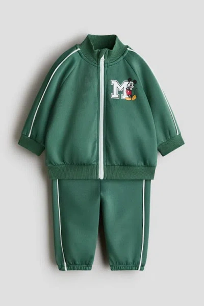H&m Babies'  Printed Tracksuit In Green