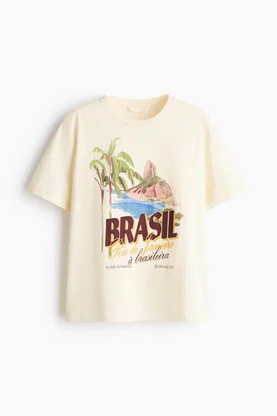 H&m Printed T-shirt In White