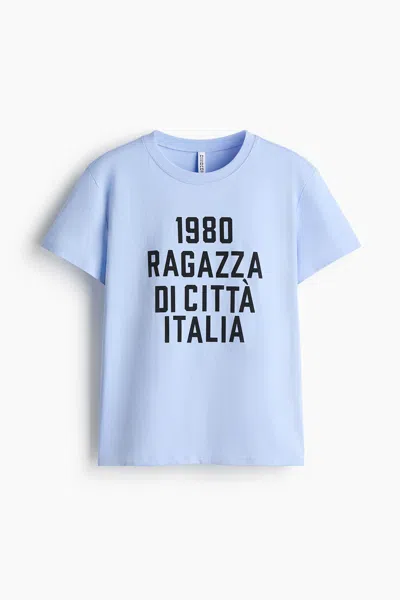 H&m Printed T-shirt In Blue
