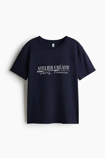 H&m Printed T-shirt In Blue