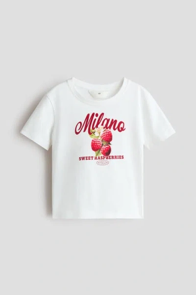 H&m Kids'  Printed T-shirt In White