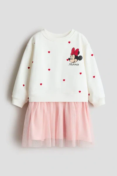 H&m Kids'  Printed Tulle-skirt Sweatshirt Dress In Multi