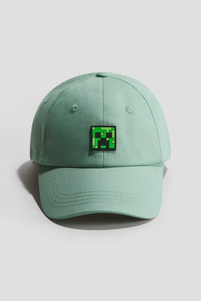 H&m Kids' Printed Twill Cap In Green