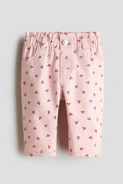 H&m Babies'  Printed Twill Trousers In Pink