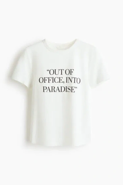 H&m Printed Viscose-blend T-shirt In White