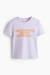 H&m Printed Viscose-blend T-shirt In Purple
