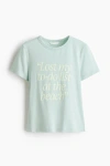 H&m Printed Viscose-blend T-shirt In Blue