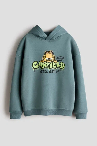 H&m Kids'  Print-motif Hoodie In Blue