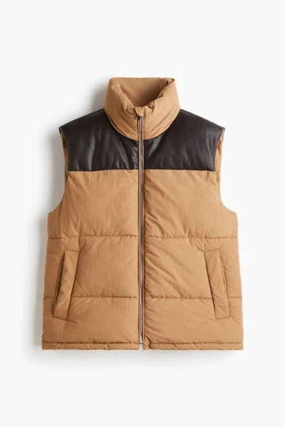 H&m Puffer Gilet In Brown
