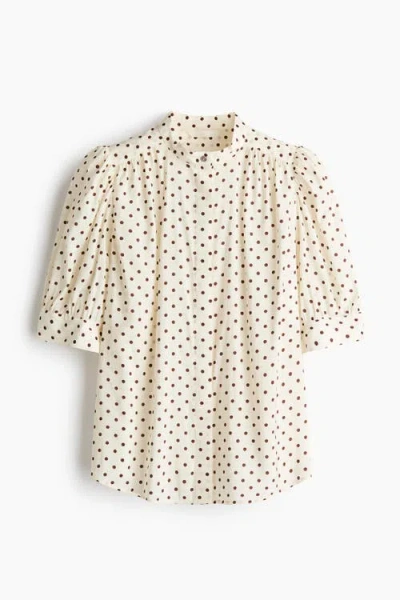H&m Puff-sleeved Blouse In Neutral