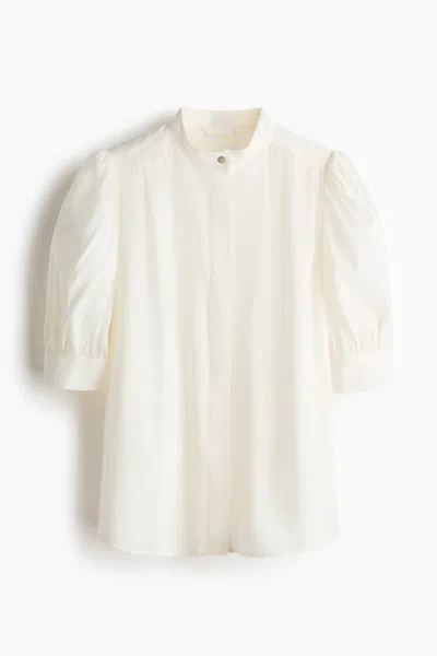 H&m Puff-sleeved Blouse In Orange