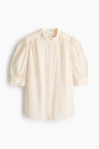 H&m Puff-sleeved Blouse In Neutral