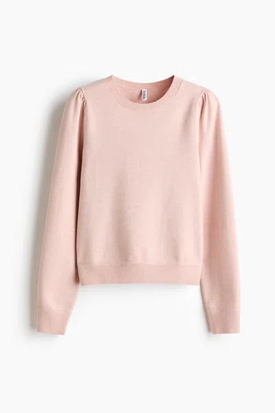H&m Puff-sleeved Sweater In Pink