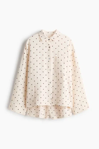 H&m Pyjama Shirt And Shorts In Neutral