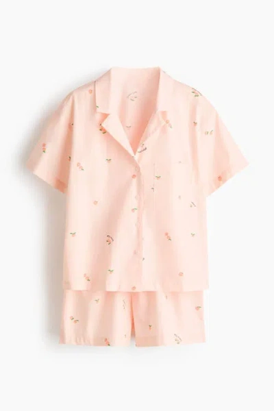 H&m Pyjama Shirt And Shorts In Pink