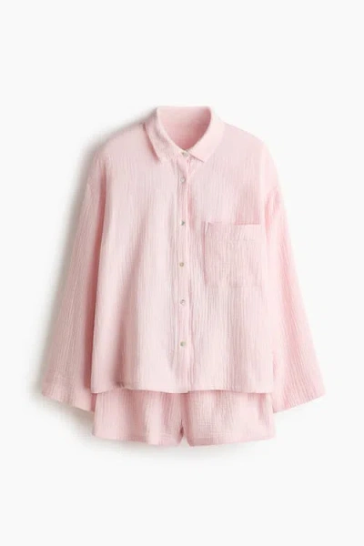 H&m Pyjama Shirt And Shorts In Pink