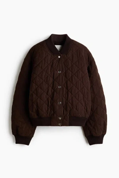 H&m Quilted Bomber Jacket In Brown
