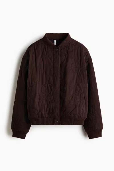 H&m Quilted Bomber Jacket In Brown