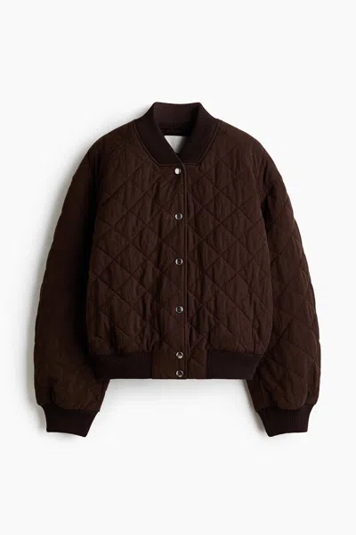 H&m Quilted Bomber Jacket In Brown
