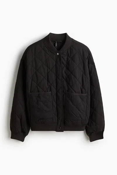 H&m Quilted Bomber Jacket In Gray