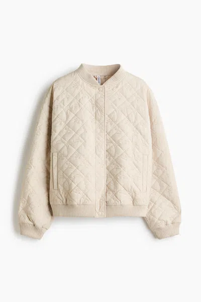 H&m Quilted Bomber Jacket In Neutral