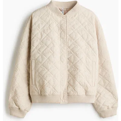 H&m Quilted Bomber Jacket In White