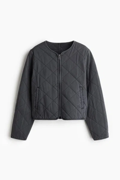 H&m Quilted Cotton Jacket In Gray