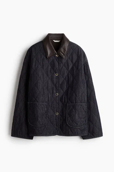 H&m Quilted Denim Jacket In Blue