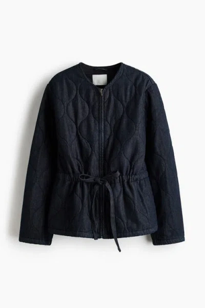 H&m Quilted Denim Jacket In Blue