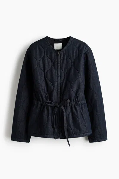 H&m Quilted Denim Jacket In Blue