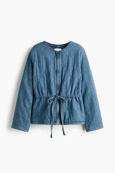 H&m Quilted Denim Jacket In Denim Blue
