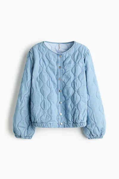 H&m Quilted Denim Jacket In Purple