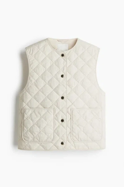 H&m Quilted Gilet In White