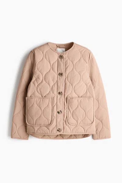 H&m Quilted Jacket In Nude