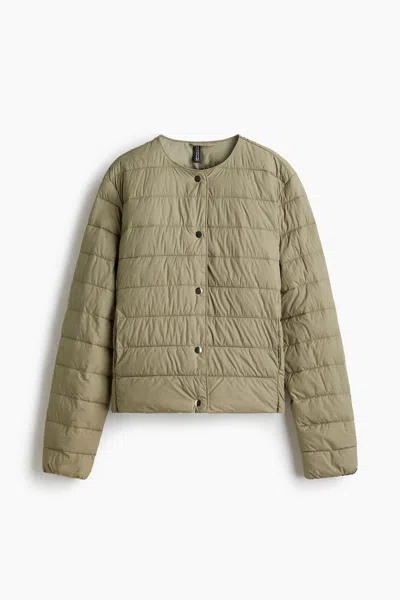 H&m Quilted Jacket In Khaki Green