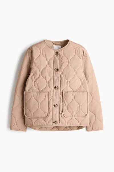 H&m Quilted Jacket In Burgundy