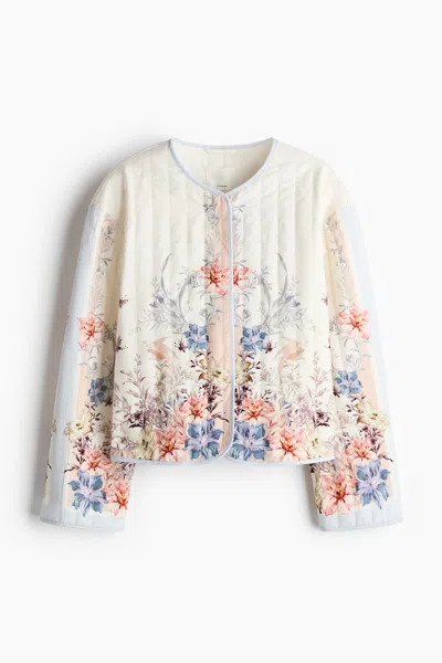 H&m Quilted Linen-blend Jacket In Neutral