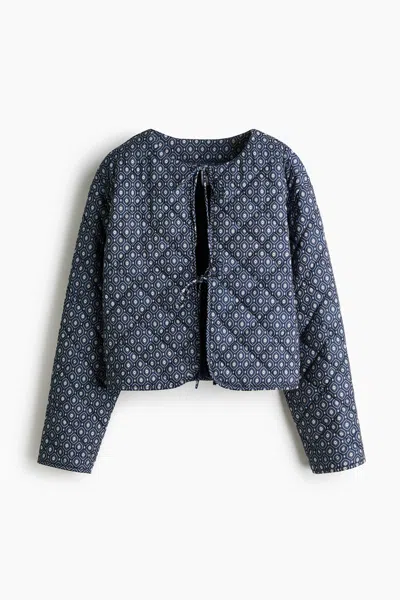 H&m Quilted Tie-front Jacket In Blue
