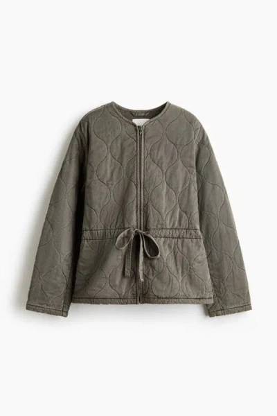 H&m Quilted Twill Jacket In Gray