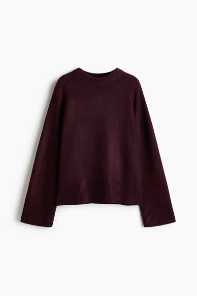 H&m Raglan-sleeved Sweater In Burgundy