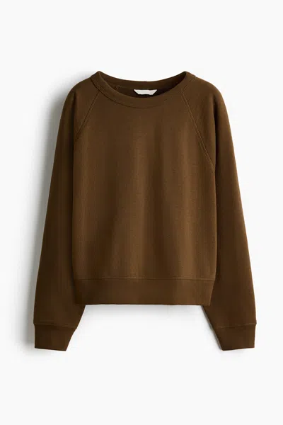 H&m Raglan-sleeved Sweatshirt In Dark Brown