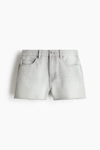 H&m Raw-edge Denim Shorts In Gray