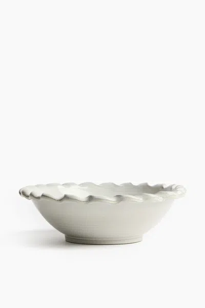 H&m Reactive-glaze Serving Bowl In White