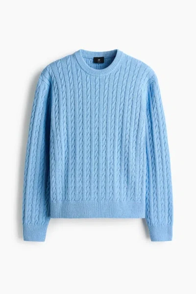 H&m Regular Fit Cable-knit Jumper In Blue