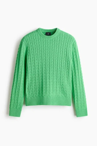 H&m Regular Fit Cable-knit Jumper In Green